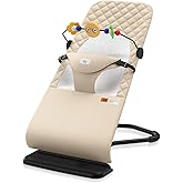 CuddoBaby Baby Bouncer 4-in-1 with Wheels, Detachable Piano, Feeding Tray, Play Bar, Thick Base. 3-Level Incline Portable Seat for Infant to Toddler 0-6, 0-12, 12-24 Months, Upto 29Lbs - Blue