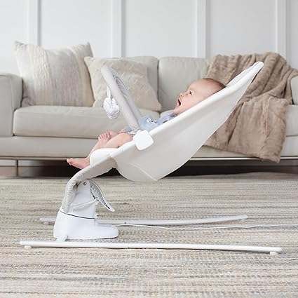 Baby Delight Alpine Wave Deluxe Infant Swing | Automated Motion Baby Lounger Seat | Infants 0 – 6 Months | Driftwood Grey