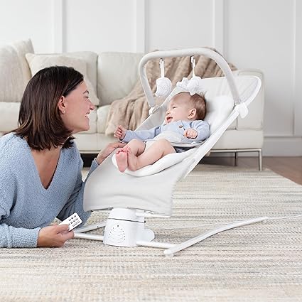 Baby Delight Alpine Wave Deluxe Infant Swing | Automated Motion Baby Lounger Seat | Infants 0 – 6 Months | Driftwood Grey
