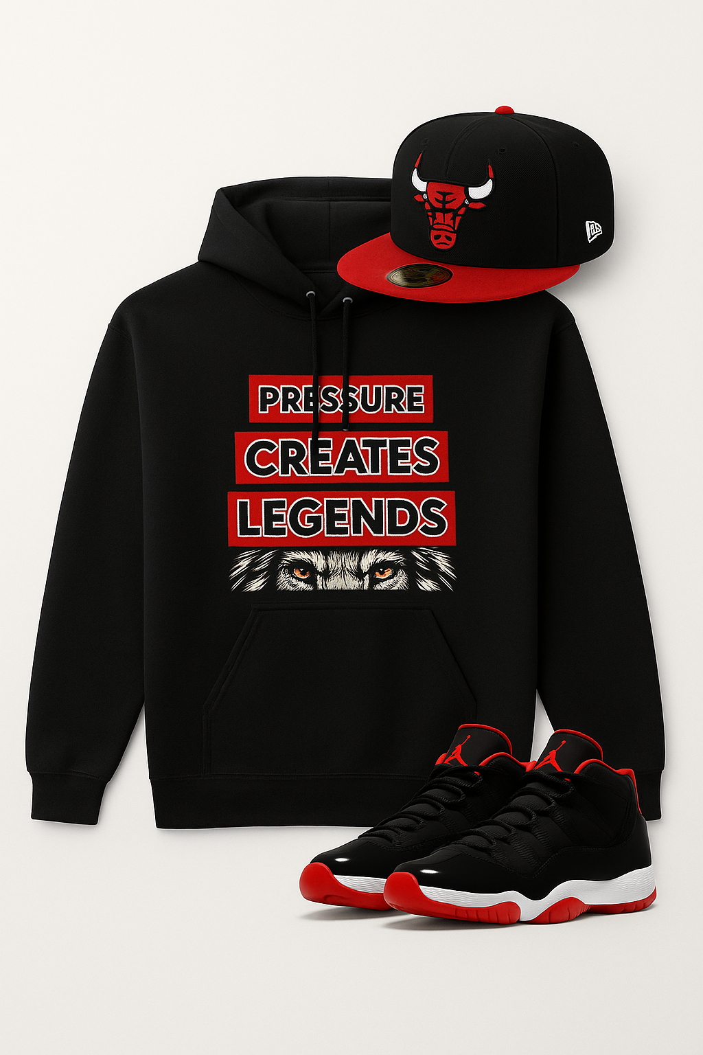 Pressure Creates Legends Hoodie – “Bred Energy” Edition
