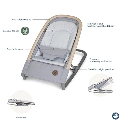 Maxi-Cosi Kori 2-in-1 Baby Bouncer Seat for Infants, Baby Rocker Chair, Portable Baby Bouncer, Classic Slate