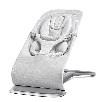 Ergobaby Evolve 3-in-1 Bouncer, Adjustable Multi Position Baby Bouncer Seat, Fits Newborn to Toddler, Light Grey