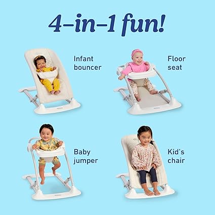 Graco Jumpstart 4-in-1 Activity Infant Bouncer and Jumper - 4 Ways to Play with Floor Seat and Kids Chair Modes