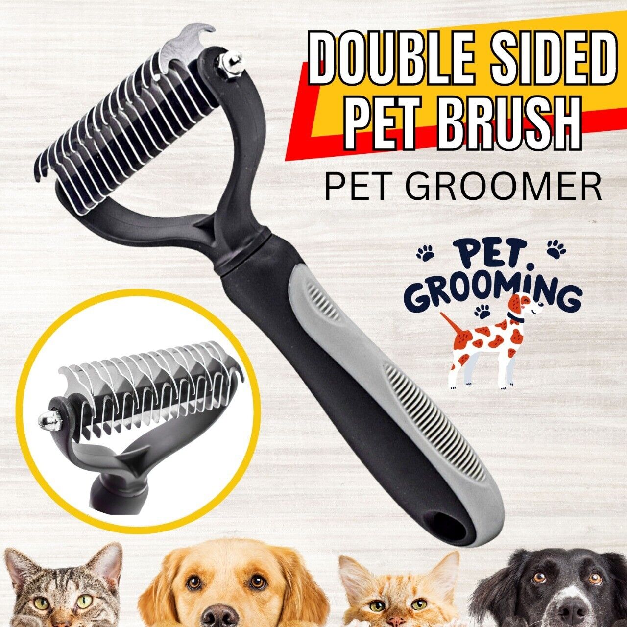 Professional 2-Comb Shedding Brush